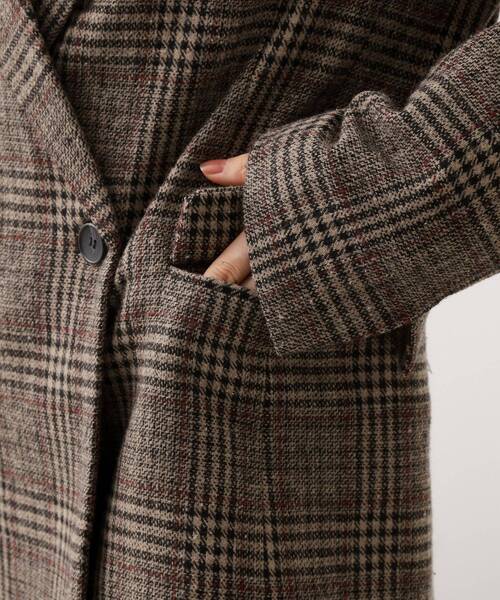 THE SHOP TK （ザ ショップ ティーケー ）の「【洗えるアウター】ヘリンボーン＆チェック柄ジャケット（テーラードジャケット・レディース・ダークブラウン系3/ベージュ系1・12/13）」の8枚目の写真