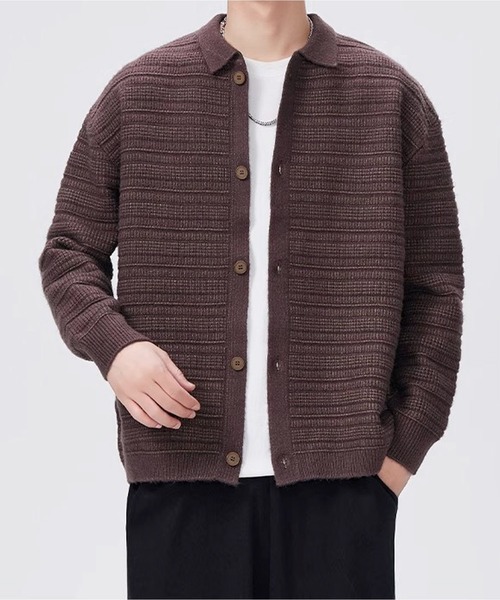 JOHNNY WOLF（ジョニーウルフ）の「EIR オーバーサイズ ニット カーディガン（カーディガン/ボレロ・メンズ・ベージュ/ダークグレー/モカ・M/L/XL）」の2枚目の写真