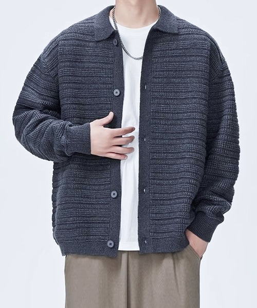 JOHNNY WOLF（ジョニーウルフ）の「EIR オーバーサイズ ニット カーディガン（カーディガン/ボレロ・メンズ・ベージュ/ダークグレー/モカ・M/L/XL）」の8枚目の写真