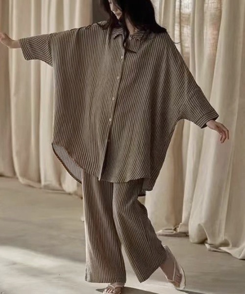 pluti Green bean SETストライプ ルームウェア pluti Green bean SETストライプ ルームウェア pluti Green bean SET