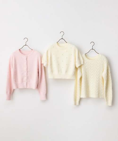 STRAWBERRY-FIELDS（ストロベリーフィールズ）の「メルティーシャギー_パールシャギーニットプルオーバー（ニット/セーター・レディース・オフホワイト/ライトグレー・2）」の3枚目の写真