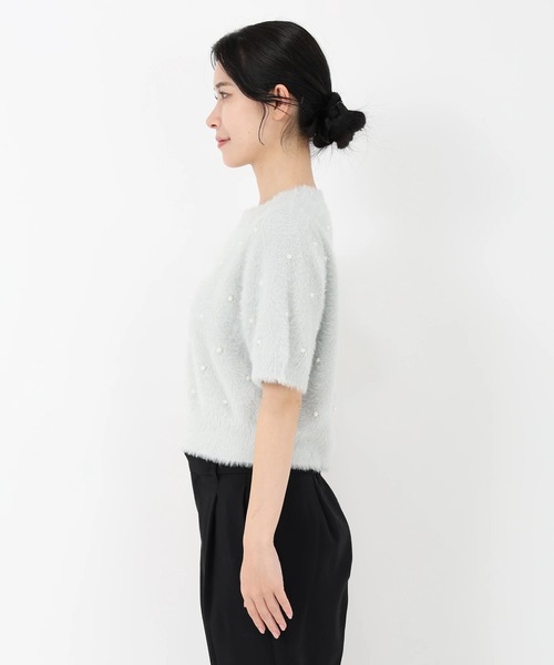 STRAWBERRY-FIELDS（ストロベリーフィールズ）の「メルティーシャギー_パールシャギーニットプルオーバー（ニット/セーター・レディース・オフホワイト/ライトグレー・2）」の6枚目の写真