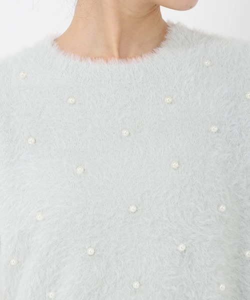 STRAWBERRY-FIELDS（ストロベリーフィールズ）の「メルティーシャギー_パールシャギーニットプルオーバー（ニット/セーター・レディース・オフホワイト/ライトグレー・2）」の8枚目の写真