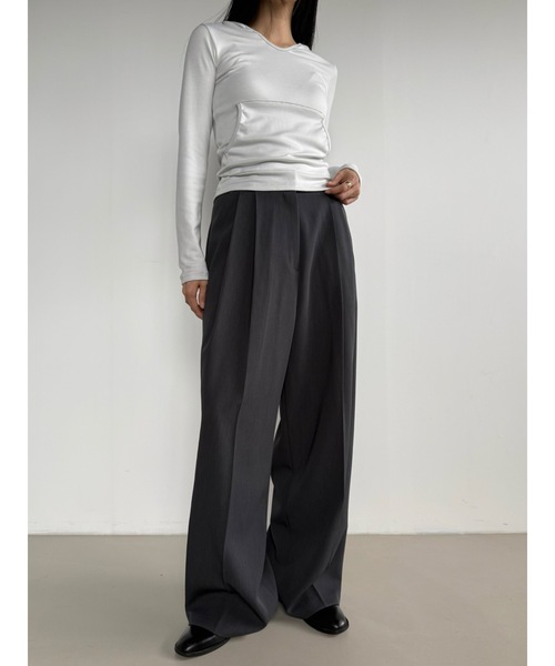 Didot.showroom（ディドット ショールーム）の「ツータックワイドスラックス（スラックス・レディース・ブラック/チャコール/ベージュ/ブラウン・S/M）」の22枚目の写真