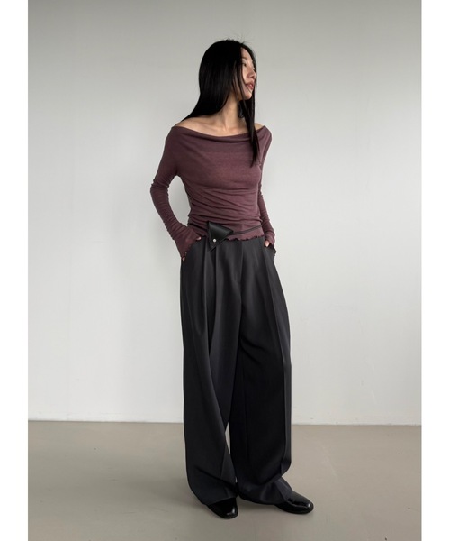 Didot.showroom（ディドット ショールーム）の「ツータックワイドスラックス（スラックス・レディース・ブラック/チャコール/ベージュ/ブラウン・S/M）」の6枚目の写真