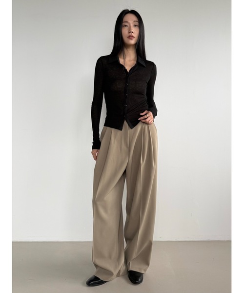 Didot.showroom（ディドット ショールーム）の「ツータックワイドスラックス（スラックス・レディース・ブラック/チャコール/ベージュ/ブラウン・S/M）」の11枚目の写真