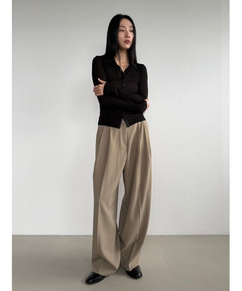 Didot.showroom（ディドット ショールーム）の「ツータックワイドスラックス（スラックス・レディース・ブラック/チャコール/ベージュ/ブラウン・S/M）」の12枚目の写真