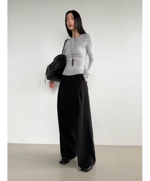 Didot.showroom（ディドット ショールーム）の「ツータックワイドスラックス（スラックス・レディース・ブラック/チャコール/ベージュ/ブラウン・S/M）」の15枚目の写真