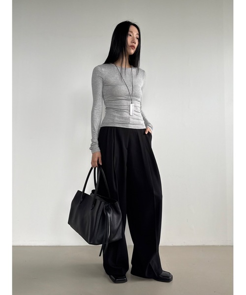 Didot.showroom（ディドット ショールーム）の「ツータックワイドスラックス（スラックス・レディース・ブラック/チャコール/ベージュ/ブラウン・S/M）」の19枚目の写真