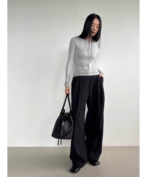 Didot.showroom（ディドット ショールーム）の「ツータックワイドスラックス（スラックス・レディース・ブラック/チャコール/ベージュ/ブラウン・S/M）」の20枚目の写真
