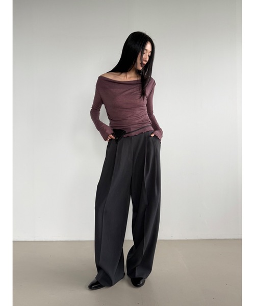 Didot.showroom（ディドット ショールーム）の「ツータックワイドスラックス（スラックス・レディース・ブラック/チャコール/ベージュ/ブラウン・S/M）」の5枚目の写真