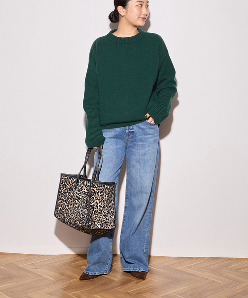 ISLAND TIDES（アイランドタイド）の「《追加》別注【ISLAND TIDES/アイランドタイド】ラムズウールC/N（ニット/セーター・レディース・ネイビー/サックスブルー/グリーン・34）」の4枚目の写真