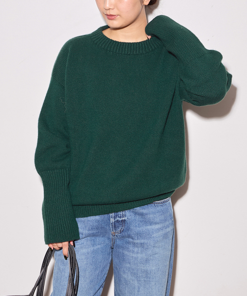 ISLAND TIDES（アイランドタイド）の「《追加》別注【ISLAND TIDES/アイランドタイド】ラムズウールC/N（ニット/セーター・レディース・ネイビー/サックスブルー/グリーン・34）」の7枚目の写真