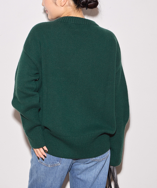 ISLAND TIDES（アイランドタイド）の「《追加》別注【ISLAND TIDES/アイランドタイド】ラムズウールC/N（ニット/セーター・レディース・ネイビー/サックスブルー/グリーン・34）」の8枚目の写真