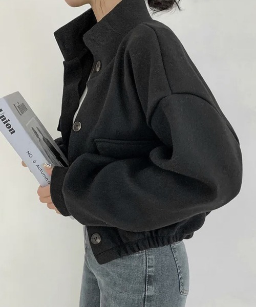 Miniministore（ミニミニストア）の「ショート丈ジャケット レディース 無地（ブルゾン・レディース・アイボリー/カーキ/ブラック/グレー・FREE）」の16枚目の写真