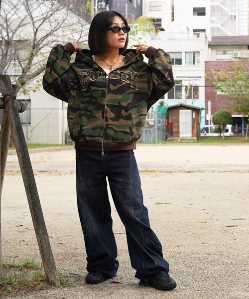 GUIDER(ガイダー)の「【GUIDER】カモフラージュ フリンジアップリケ ZIP フーディー / Camouflage Fringe Applique ZIP Hoodie(パーカー・メンズ・カモフラージュ/ベージュ系・M/XL/L)」の5枚目の写真