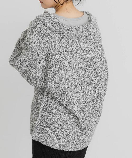 EKAL（エカル）の「鹿子編みスキッパー衿ニット（ニット/セーター・レディース・ベージュ/チャコールグレー/グレー・ONE）」の9枚目の写真