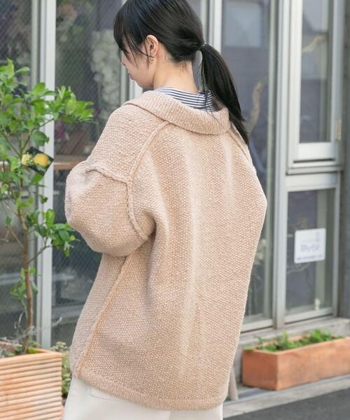 EKAL（エカル）の「鹿子編みスキッパー衿ニット（ニット/セーター・レディース・ベージュ/チャコールグレー/グレー・ONE）」の14枚目の写真