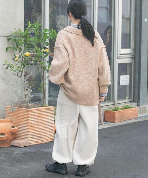 EKAL（エカル）の「鹿子編みスキッパー衿ニット（ニット/セーター・レディース・ベージュ/チャコールグレー/グレー・ONE）」の16枚目の写真