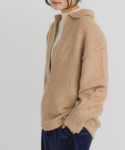 EKAL（エカル）の「鹿子編みスキッパー衿ニット（ニット/セーター・レディース・ベージュ/チャコールグレー/グレー・ONE）」の18枚目の写真