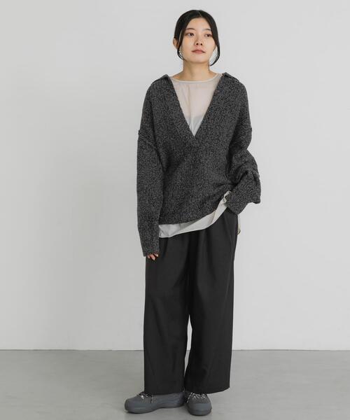 セール】鹿子編みスキッパー衿ニット（ニット/セーター）｜EKAL