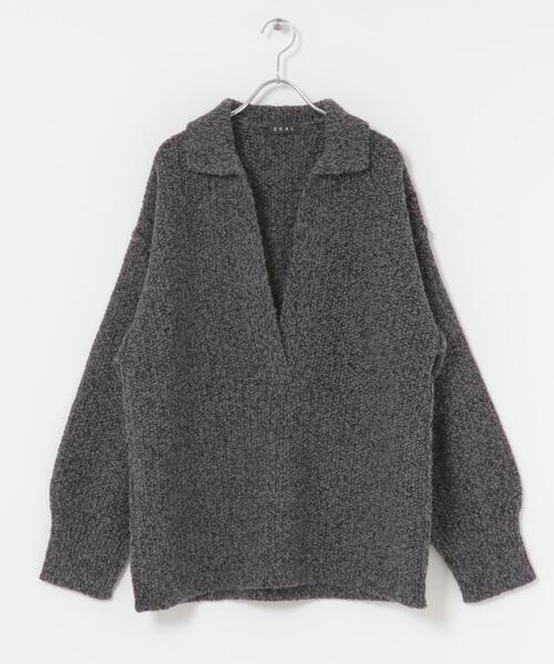 EKAL（エカル）の「鹿子編みスキッパー衿ニット（ニット/セーター