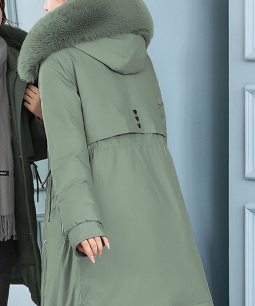 セール】ふわもこファー付き中綿ロングジャケット（モッズコート