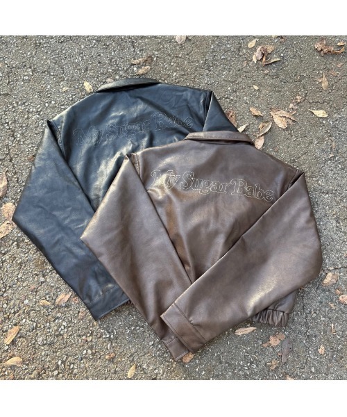My sugar Babe（マイシュガーベイブ）の「leather jacket（ブルゾン・メンズ・ブラック/ダークブラウン・LARGE/SMALL）」の6枚目の写真