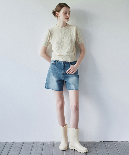 NICK&NICOLE（ニックアンドニコール）の「CUTTING DENIM HALF PANTS_BLUE（デニムパンツ・レディース・その他・MEDIUM/SMALL/LARGE）」の3枚目の写真