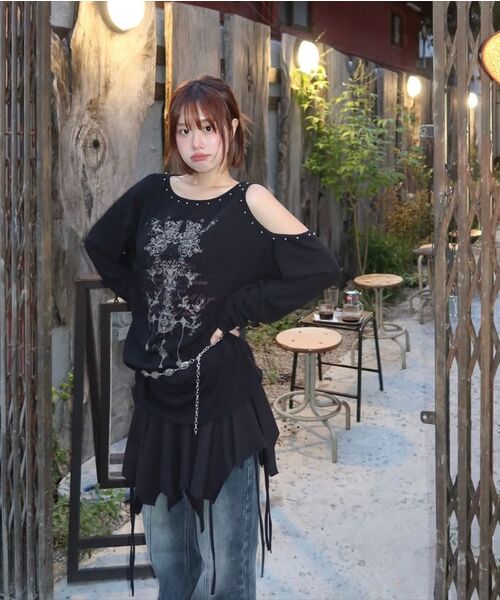 Midnight Move（ミッドナイトムーブ）の「2 hole t (dark grey)（Tシャツ/カットソー・レディース・その他・FREE）」の5枚目の写真