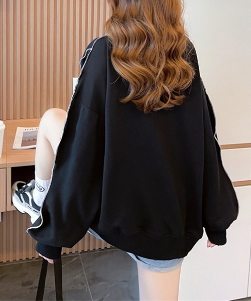 Miniministore（ミニミニストア）の「ステッチスウェット ゆったり トレーナー（スウェット・レディース・ブラック/グレー/ベージュ・FREE）」の18枚目の写真