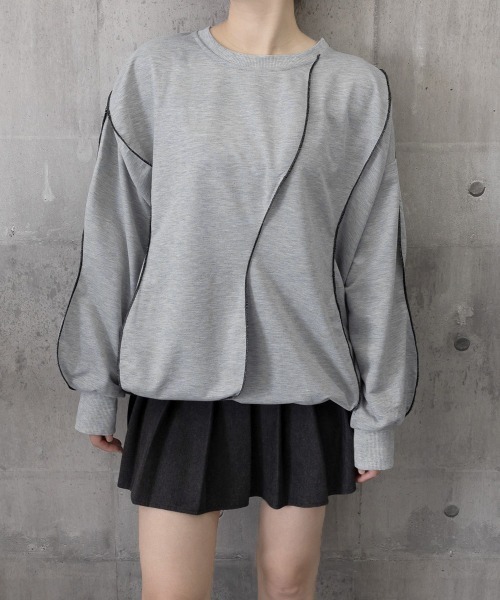 Miniministore（ミニミニストア）の「ステッチスウェット ゆったり トレーナー（スウェット・レディース・ブラック/グレー/ベージュ・FREE）」の22枚目の写真