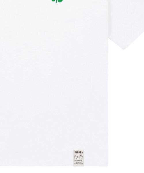 GRAVER（グレーバー）の「[ユニセックス]スモールクローバーフラワースマイル半袖Tシャツ_ホワイト（Tシャツ/カットソー・レディース・ホワイト・SMALL/MEDIUM/LARGE/X-LARGE）」の5枚目の写真