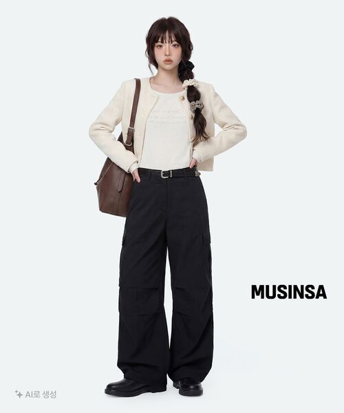 MUSINSA STANDARD WOMAN（ムシンサスタンダードウーマン）の「ウィメンズワイドカーゴパンツ[ブラック]（スウェットパンツ・レディース・その他・30/24/25/26/27/28/29）」の17枚目の写真
