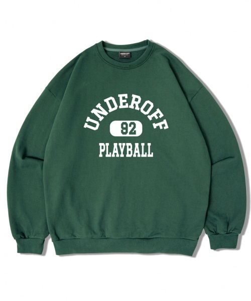 UNDEROFF(アンダーオフ)の「アセンティックリラックスドプレイボールマンツーマンスウェットダークグレー(スウェット・レディース・ダークグレー・SMALL/MEDIUM/LARGE/X-LARGE)」の2枚目の写真