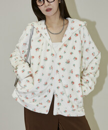 PUBLUX（パブリュクス）の「JEMORGAN/ジェーイーモーガン フラワープリント フリース ジップ カーディガン　限定展開（カーディガン/ボレロ・レディース）」