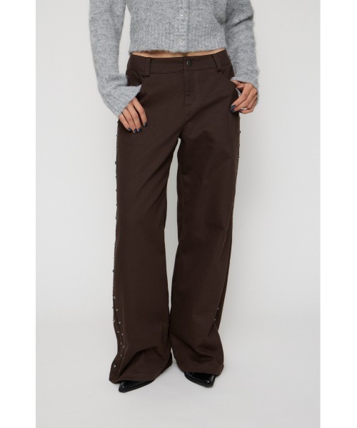 LAGUA GEM（ラグアジェム）の「SIDE STUDS LOOSEY パンツ（スラックス・レディース・カーキ/ブラウン/ネイビー・X-SMALL/SMALL/MEDIUM）」の2枚目の写真