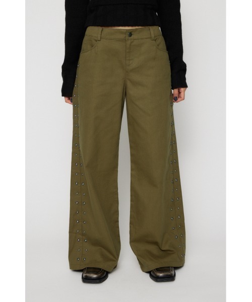 LAGUA GEM（ラグアジェム）の「SIDE STUDS LOOSEY パンツ（スラックス・レディース・カーキ/ブラウン/ネイビー・X-SMALL/SMALL/MEDIUM）」の4枚目の写真