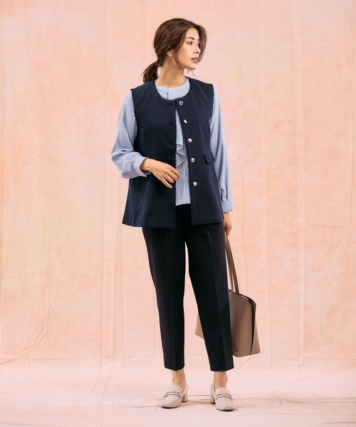 GLOBAL WORK（グローバルワーク）の「キレイつづくボウタイ風ブラウス/581015（シャツ/ブラウス・レディース・オフホワイト/グレイッシュベージュ/サックスブルー/ラベンダー・SMALL/MEDIUM/LARGE/X-LARGE）」の6枚目の写真