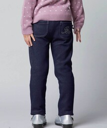 BeBe（ベベ）の「デニムムートン裏ファーリボンポイントスリムロングパンツ(80~160cm)（デニムパンツ・キッズ）」