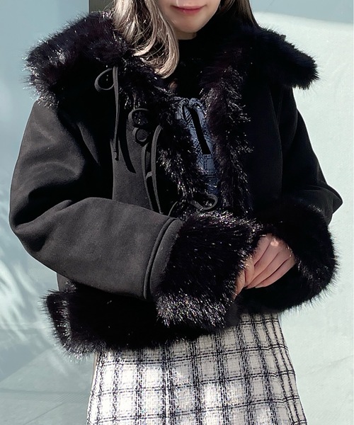 セール】リボンムートンジャケット（ムートンコート）｜abc une face