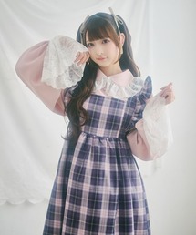 kutir（クティール）の「【クティールとレトロ】SET着用可　２WAYベロアリボンチェックジャンパースカート（ジャンパースカート）」