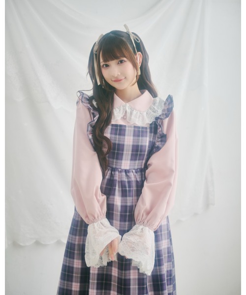 kutir（クティール）の「【クティールとレトロ】SET着用可　２WAYベロアリボンチェックジャンパースカート（ジャンパースカート・レディース・レッド/パープル/オレンジ/グリーン・MEDIUM/SMALL）」の20枚目の写真