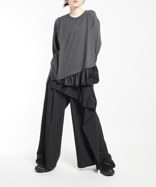 gomme（ゴム）の「レイヤーＴ（Tシャツ/カットソー・レディース・ブルー/チャコールグレー/ブラック・MEDIUM）」の11枚目の写真