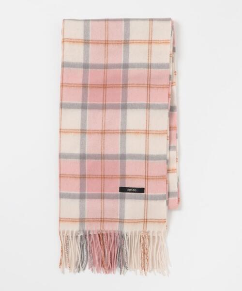 URBAN RESEARCH ROSSO WOMEN（アーバンリサーチ　ロッソ）の「カシミヤ混チェックストール（マフラー・レディース・ピンク/オフホワイト/グレー・FREE）」の3枚目の写真