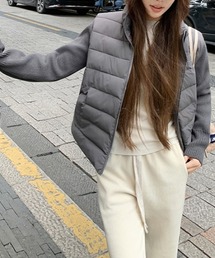 Diosfront（ディオスフロント）の「袖ニット切替中綿ジャケット（ダウンジャケット/コート）」