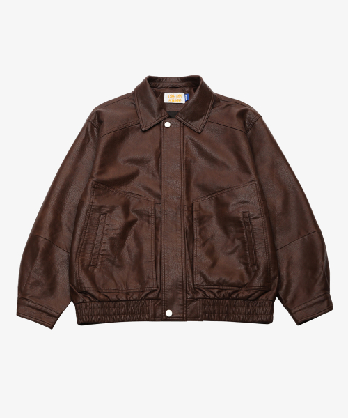 GOLDEN SNSHINE(ゴールデン サンシャイン)の「Vintage leather collar bomber jacket_Brown(ライダースジャケット・メンズ・その他・LARGE/MEDIUM)」の2枚目の写真