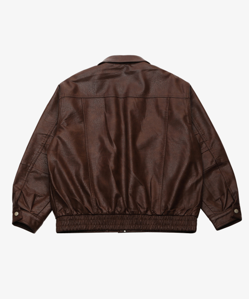 GOLDEN SNSHINE(ゴールデン サンシャイン)の「Vintage leather collar bomber jacket_Brown(ライダースジャケット・メンズ・その他・LARGE/MEDIUM)」の3枚目の写真