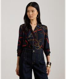 ローレン ラルフローレン ヘリンボーン ボウタイ ブラウス LAUREN RALPH LAUREN｜ローレン ラルフ ローレンのシャツ/ブラウス