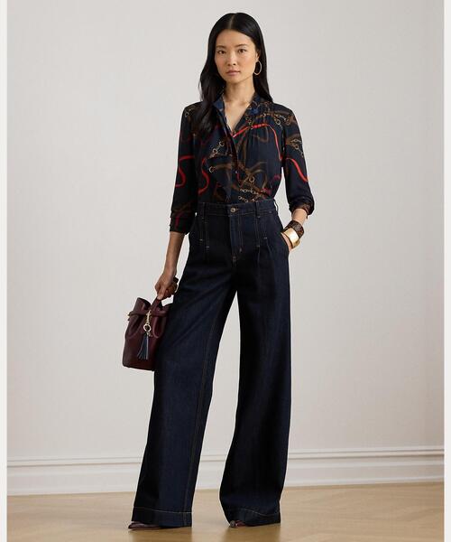 LAUREN RALPH LAUREN(ローレン ラルフ ローレン)の「プリント フリルトリム ジョーゼット シャツ(シャツ/ブラウス・レディース・ネイビー系1・XS/S/M)」の7枚目の写真